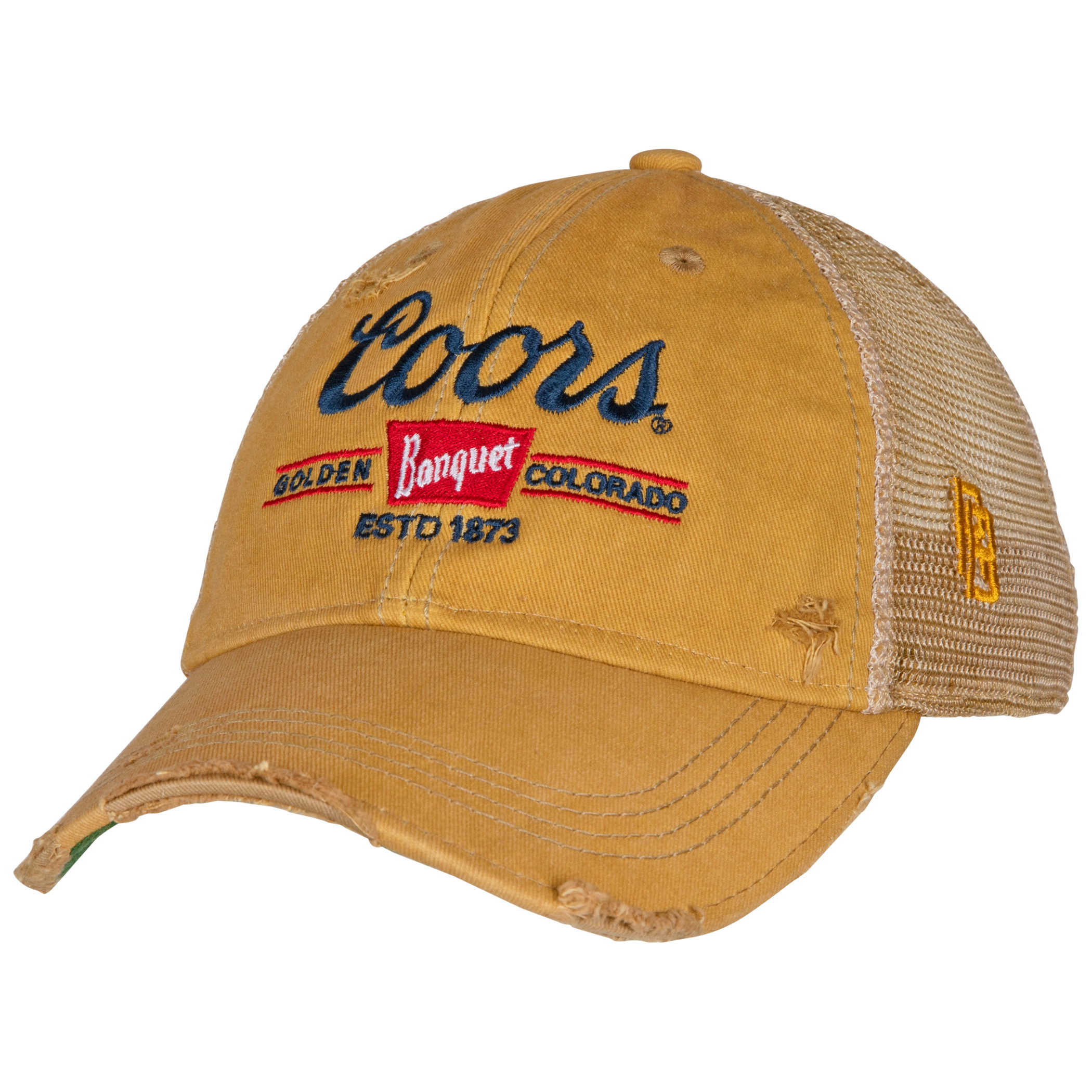 Coors Banquet Logo Patch Distressed Tea-Stained Adjustable Hat